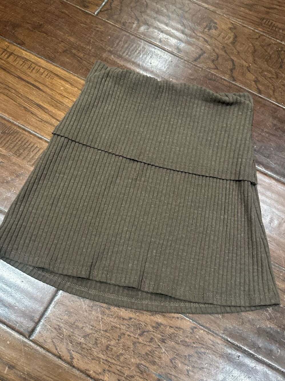 Joah Brown Ribbed Foldover Mini Skirt XS/S